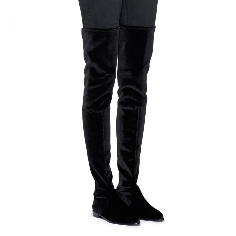 Stuart Weitzman Leggy Lady Over The Knee Black Suede Boots w/ Box
